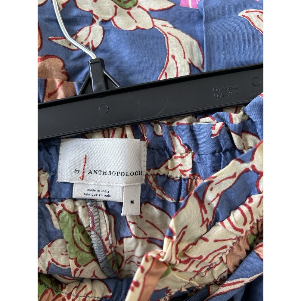 NEW Anthropologie Leilani Floral Wide Leg Pants Blue Boho Vibrant Trouser Sz M - Picture 6 of 7
